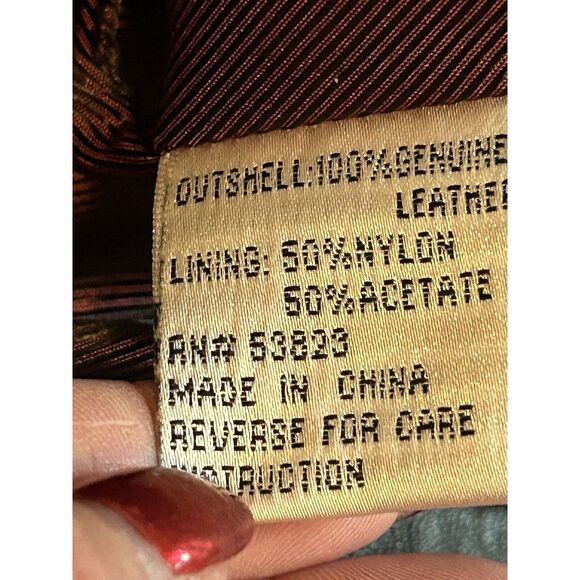 Vintage Oleg Cassini Genuine Leather Mid Length Coat Jacket Black Women's PM - Picture 7 of 7